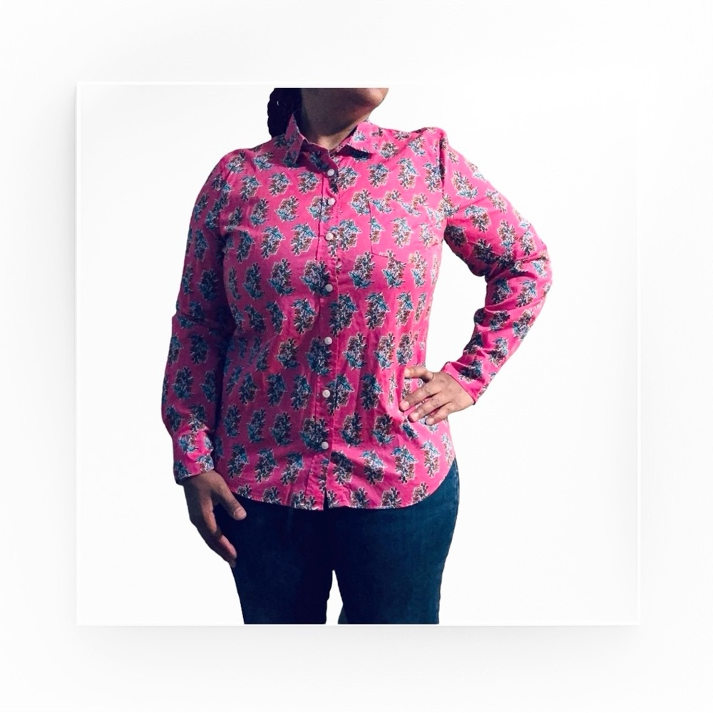 New! J. CREW Floral Pink Button-Up, Women'sLarge